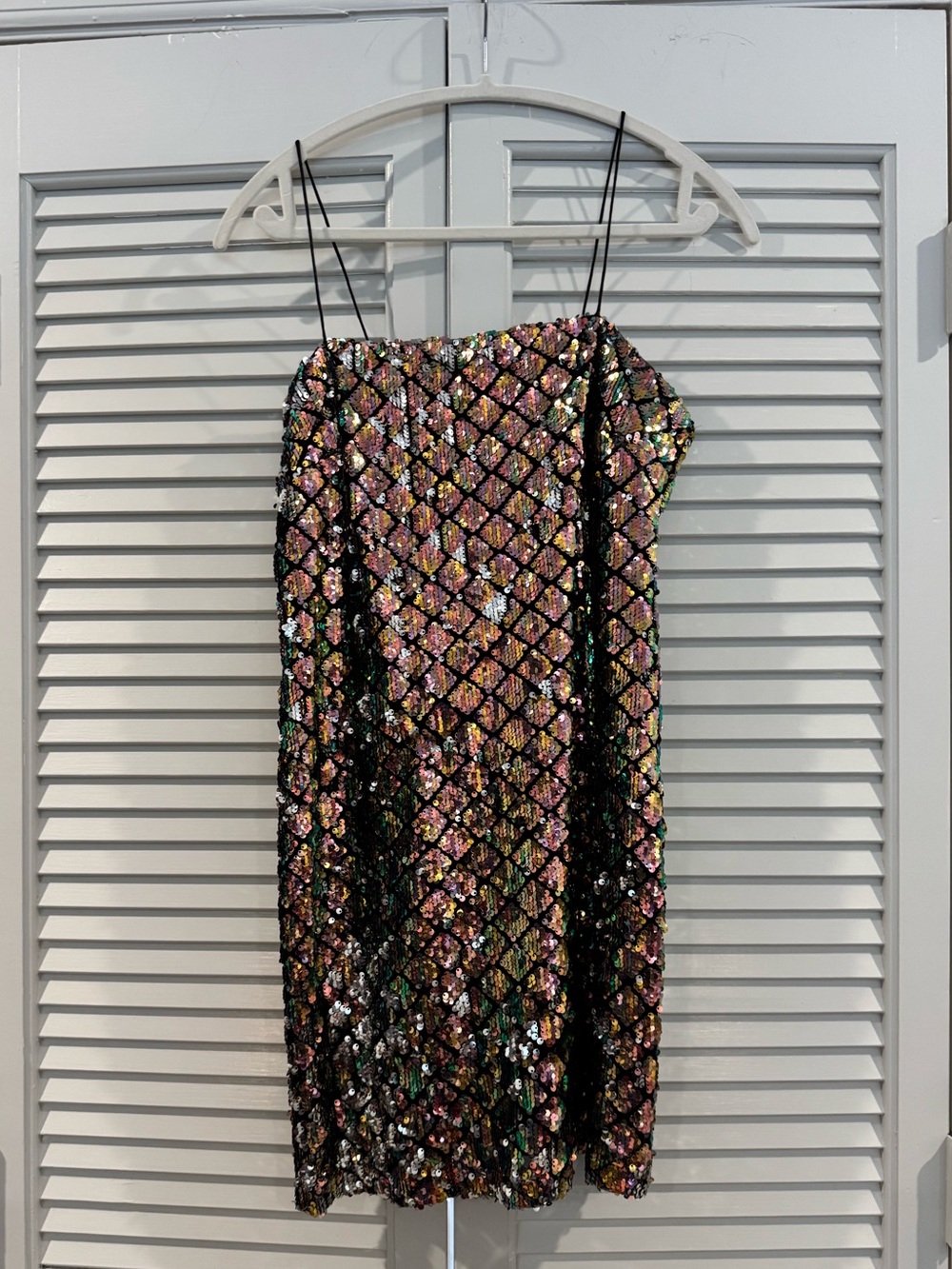 Topshop Iridescent Pink and Black Sequin Mini Dress